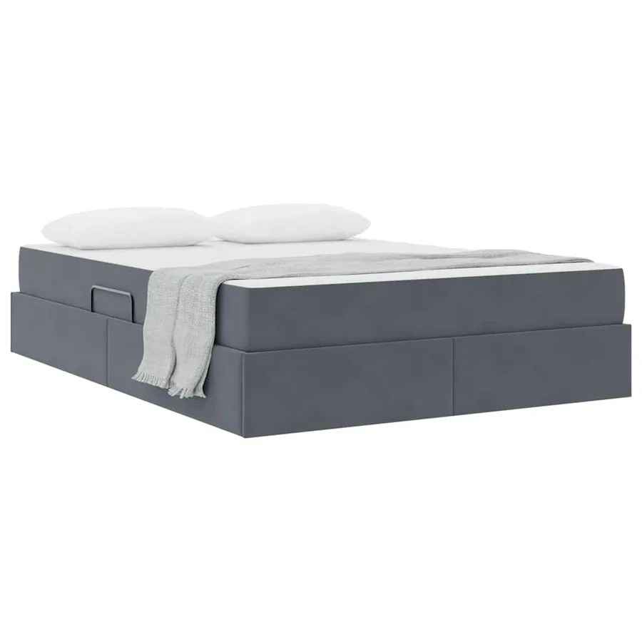 Lit avec rangement et matelas Gris foncé 140 x 190 cm Velours - 3