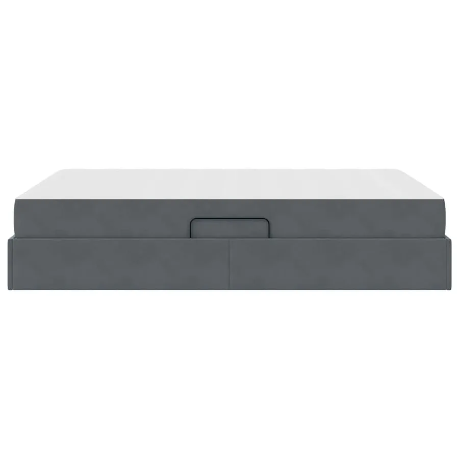 Lit avec rangement et matelas Gris foncé 140 x 190 cm Velours - 9