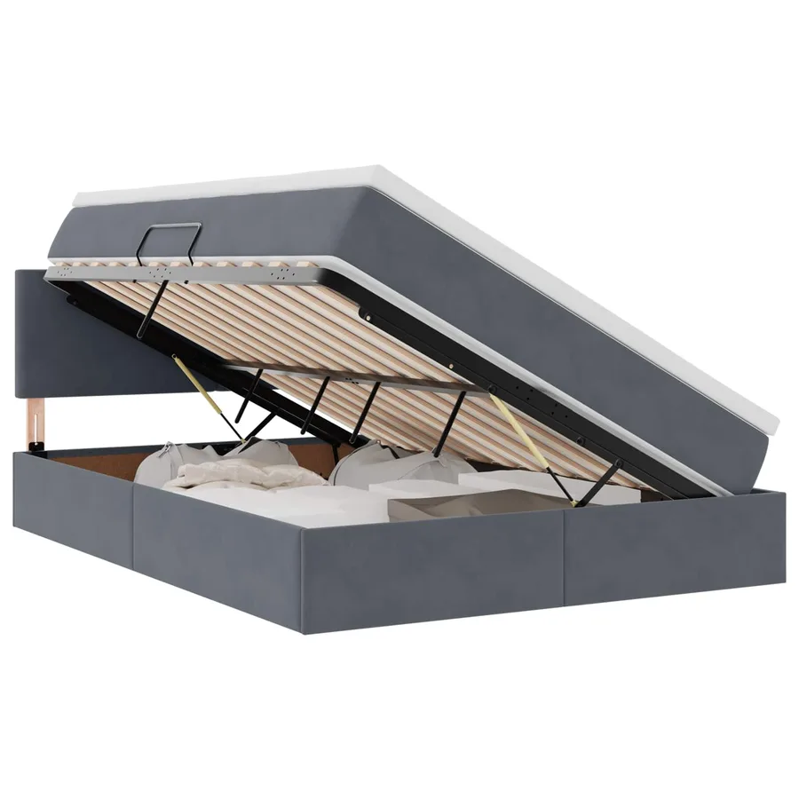 Lit de rangement LED avec matelas Gris foncé 140 x 190 cm - 2