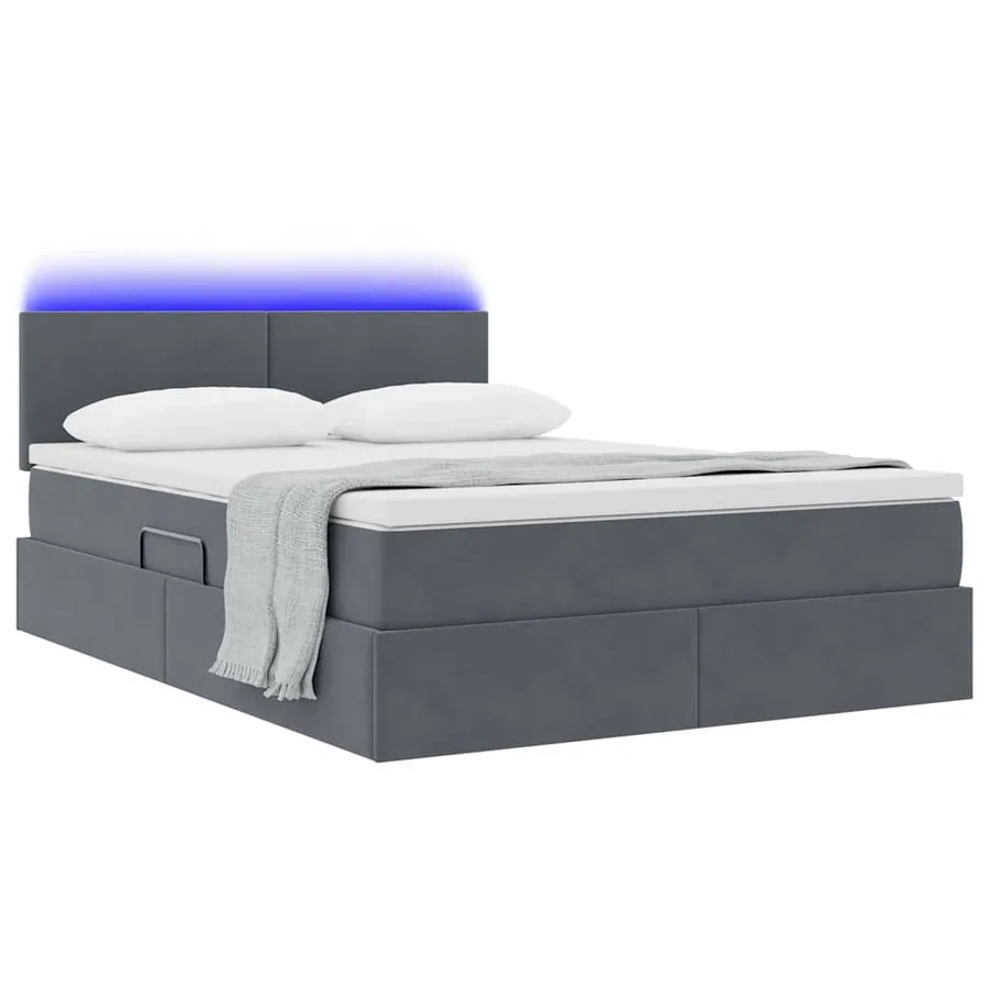 Lit de rangement LED avec matelas Gris foncé 140 x 190 cm - 3