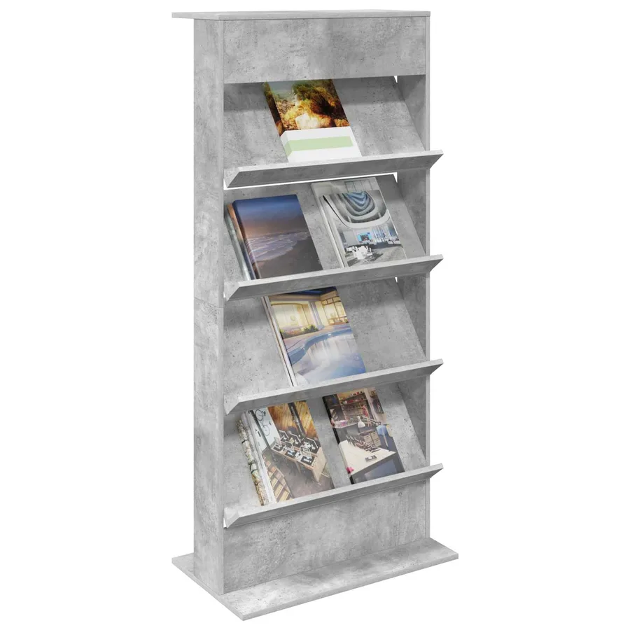 Étagère à magazines avec étagère Gris béton 70 x 41 x 156 cm - 3