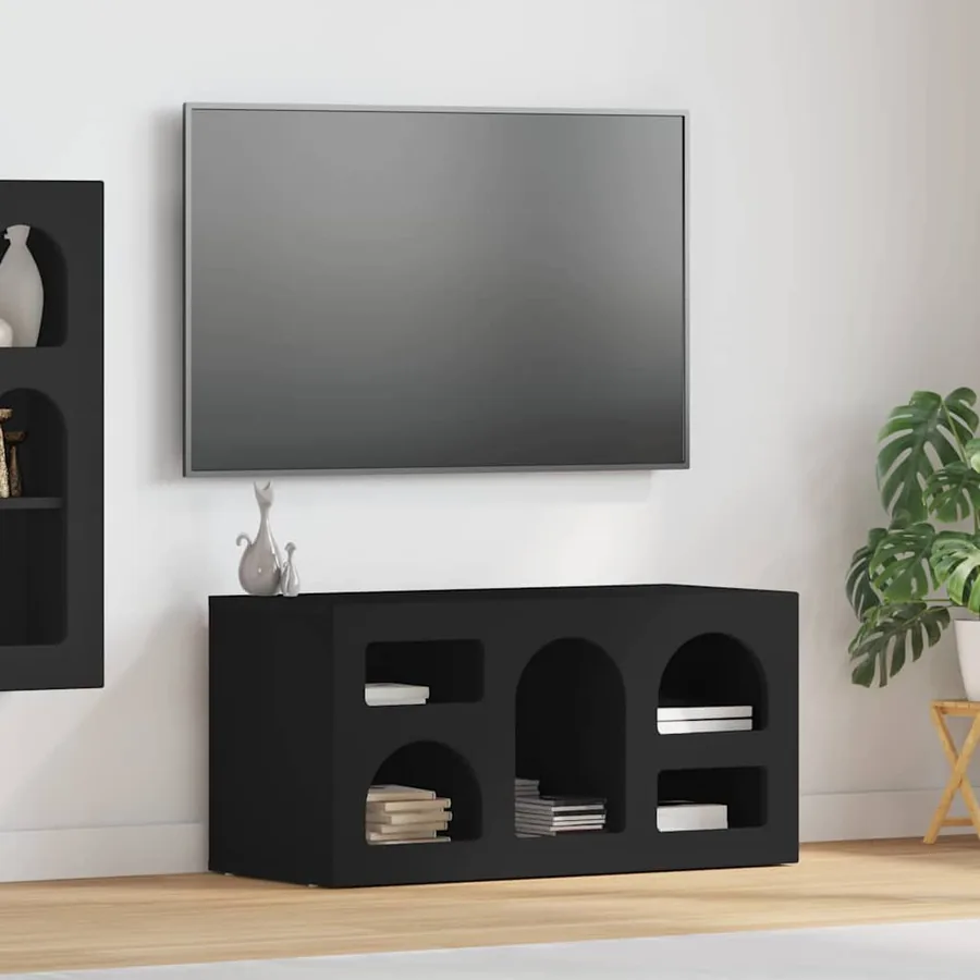 Meuble TV ELST 80 x 35 x 40 cm Noir Bois d'ingénierie