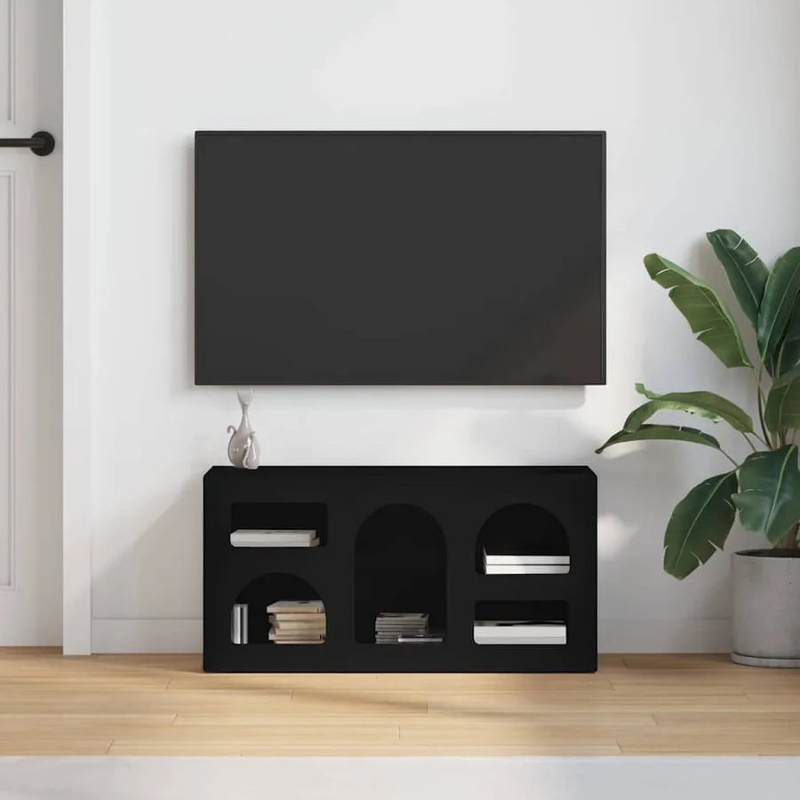 Meuble TV ELST 80 x 35 x 40 cm Noir Bois d'ingénierie - 4