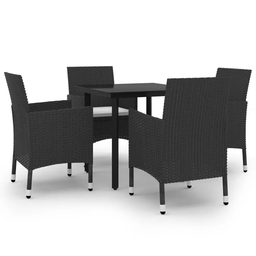 Ensemble à manger de jardin coussins 5 pcs Résine tressée Verre - 2