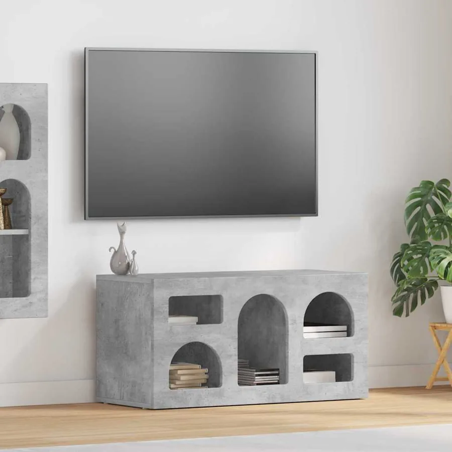 Meuble TV ELST 80 x 35 x 40 cm Gris béton Bois d'ingénierie