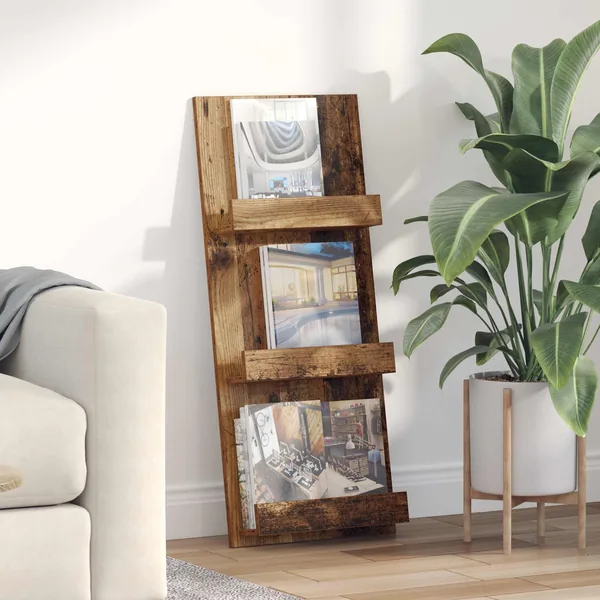 Étagère à magazines avec étagère Bois ancien 43 x 11 x 102 cm