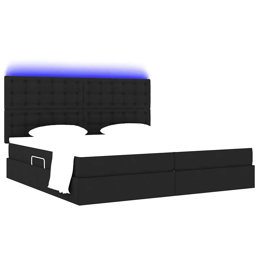 Lit de rangement LED avec matelas Noir 200 x 200 cm Tissu - 3