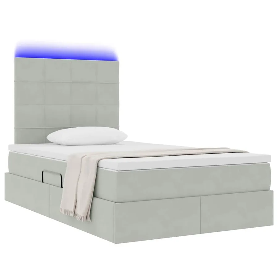 Lit de rangement LED avec matelas Gris clair 120 x 200 cm - 3