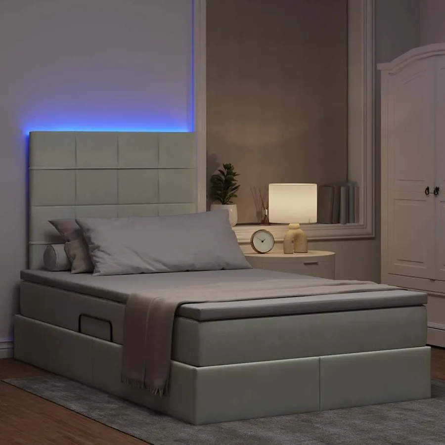 Lit de rangement LED avec matelas Gris clair 120 x 200 cm - 5