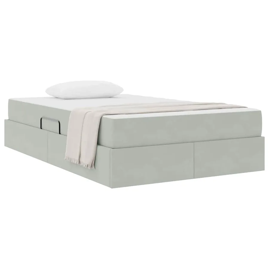 Lit avec rangement et matelas Gris clair 120 x 200 cm Velours - 3