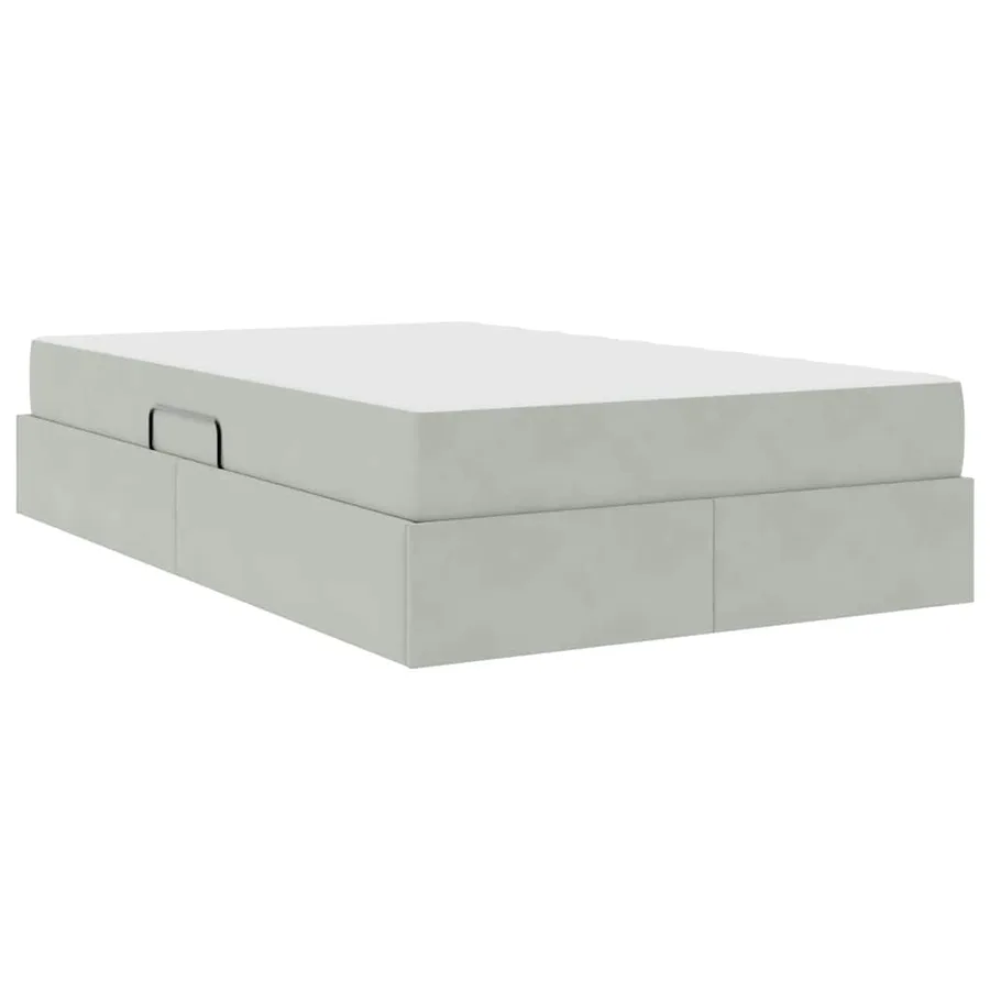 Lit avec rangement et matelas Gris clair 120 x 200 cm Velours - 5
