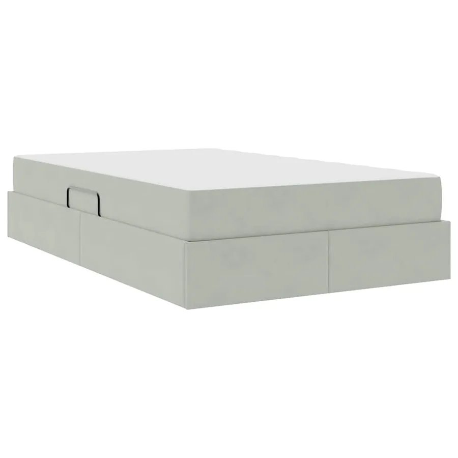 Lit avec rangement et matelas Gris clair 120 x 200 cm Velours - 8