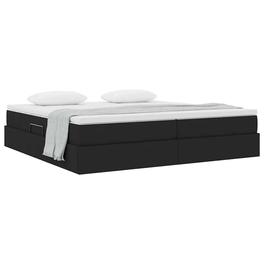 Lit avec rangement et matelas Noir 200 x 200 cm Polyester - 3