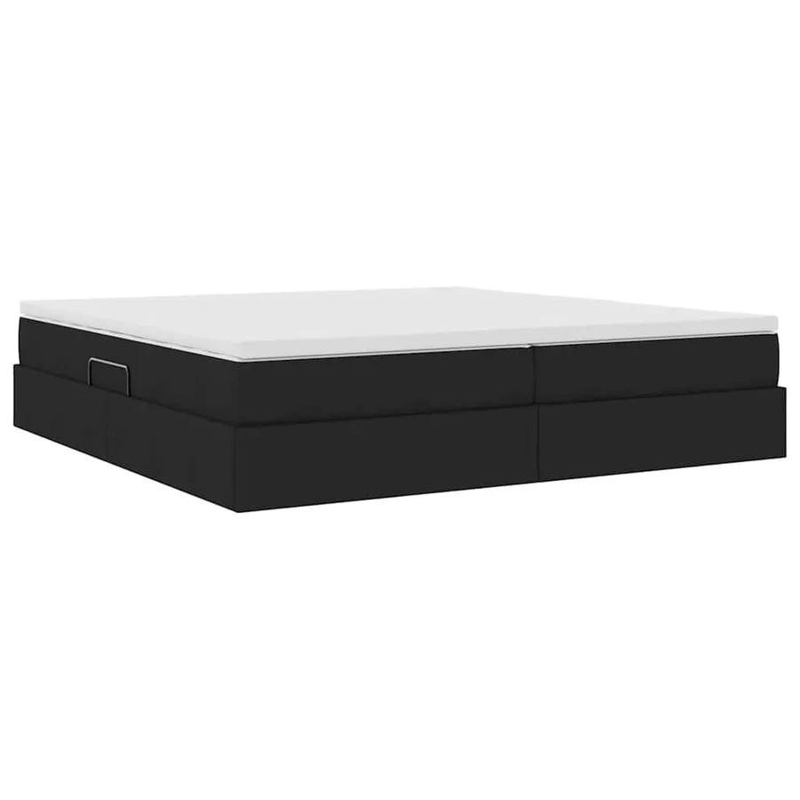Lit avec rangement et matelas Noir 200 x 200 cm Polyester - 9
