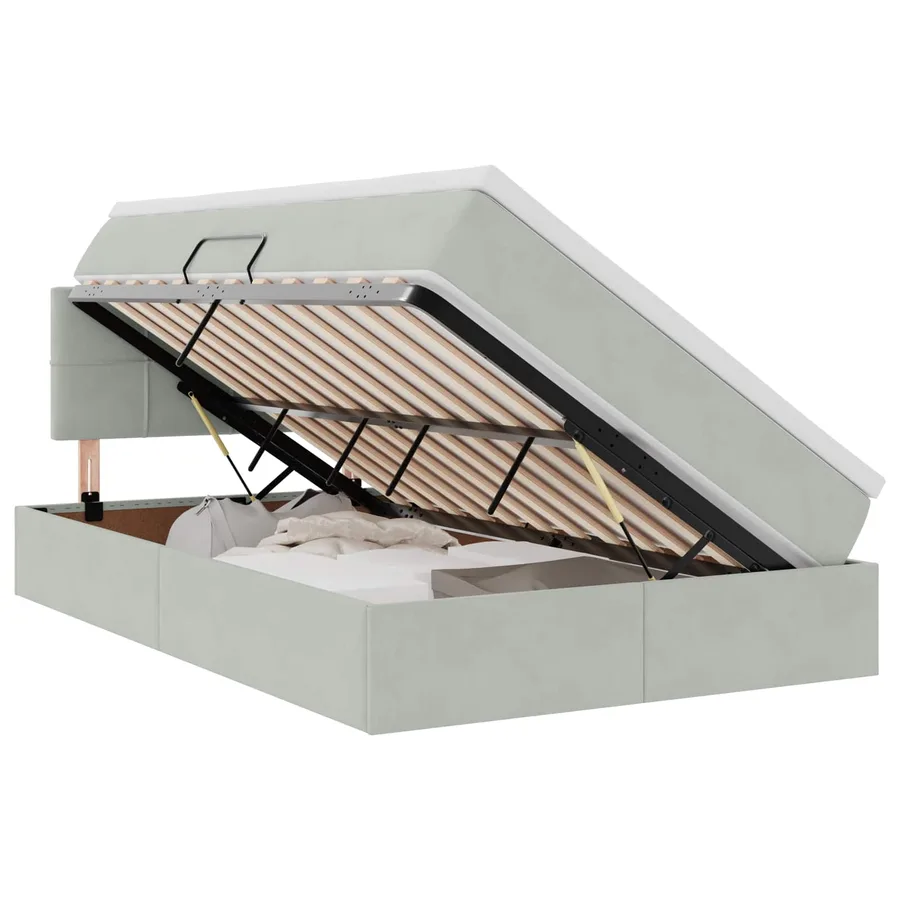 Lit de rangement LED avec matelas Gris clair 120 x 200 cm - 2