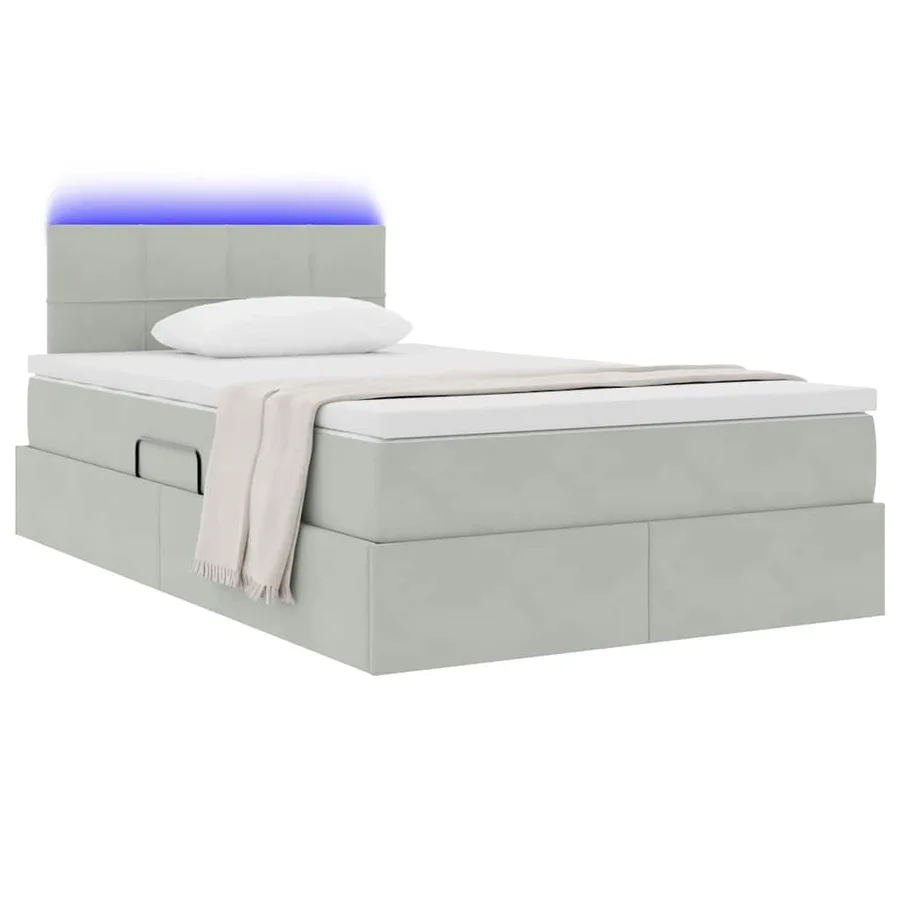 Lit de rangement LED avec matelas Gris clair 120 x 200 cm - 3