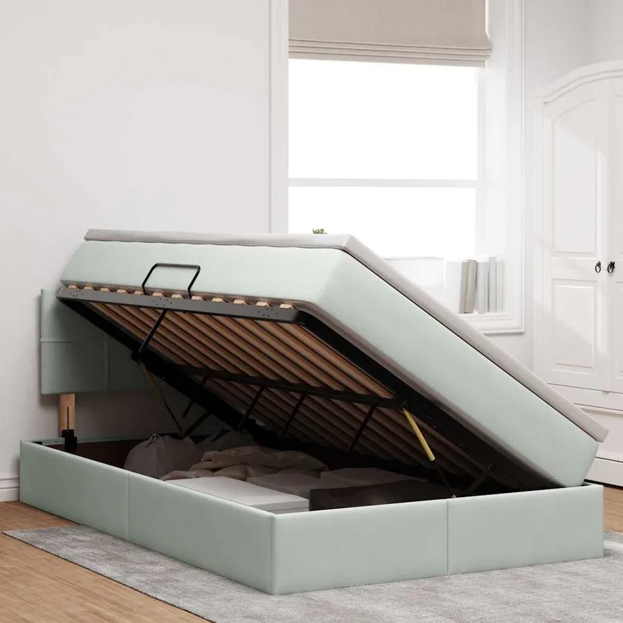 Lit de rangement LED avec matelas Gris clair 120 x 200 cm - 4