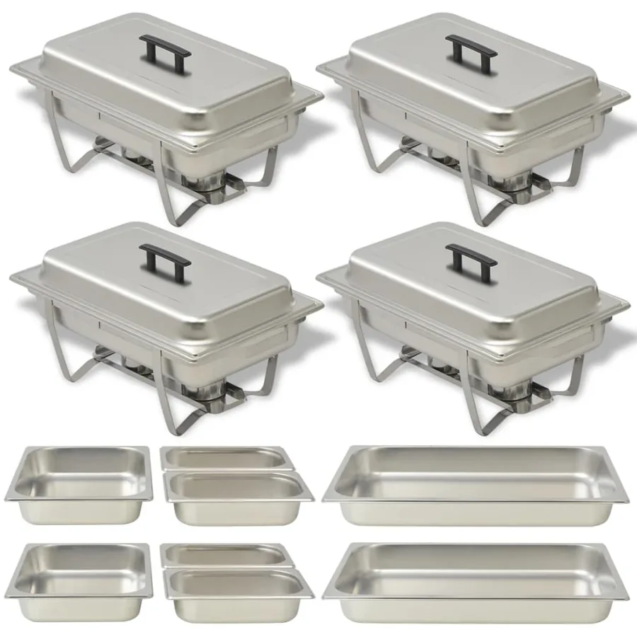 Ensemble de chauffe-plats 4 pcs Acier inoxydable