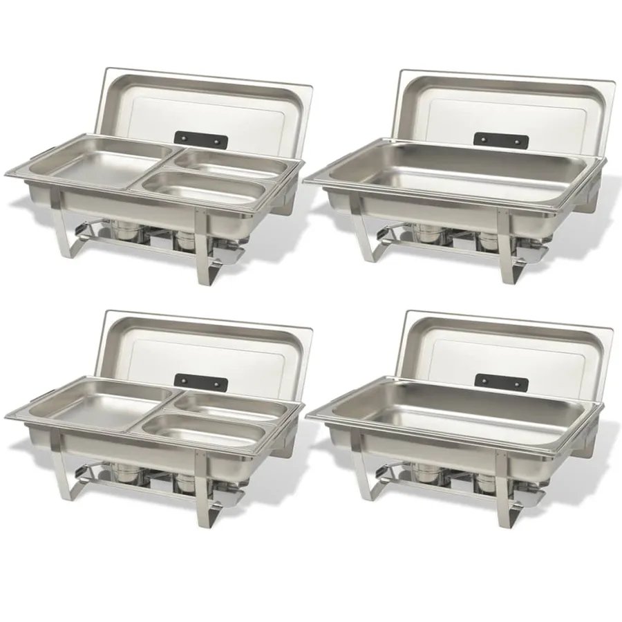 Ensemble de chauffe-plats 4 pcs Acier inoxydable - 3