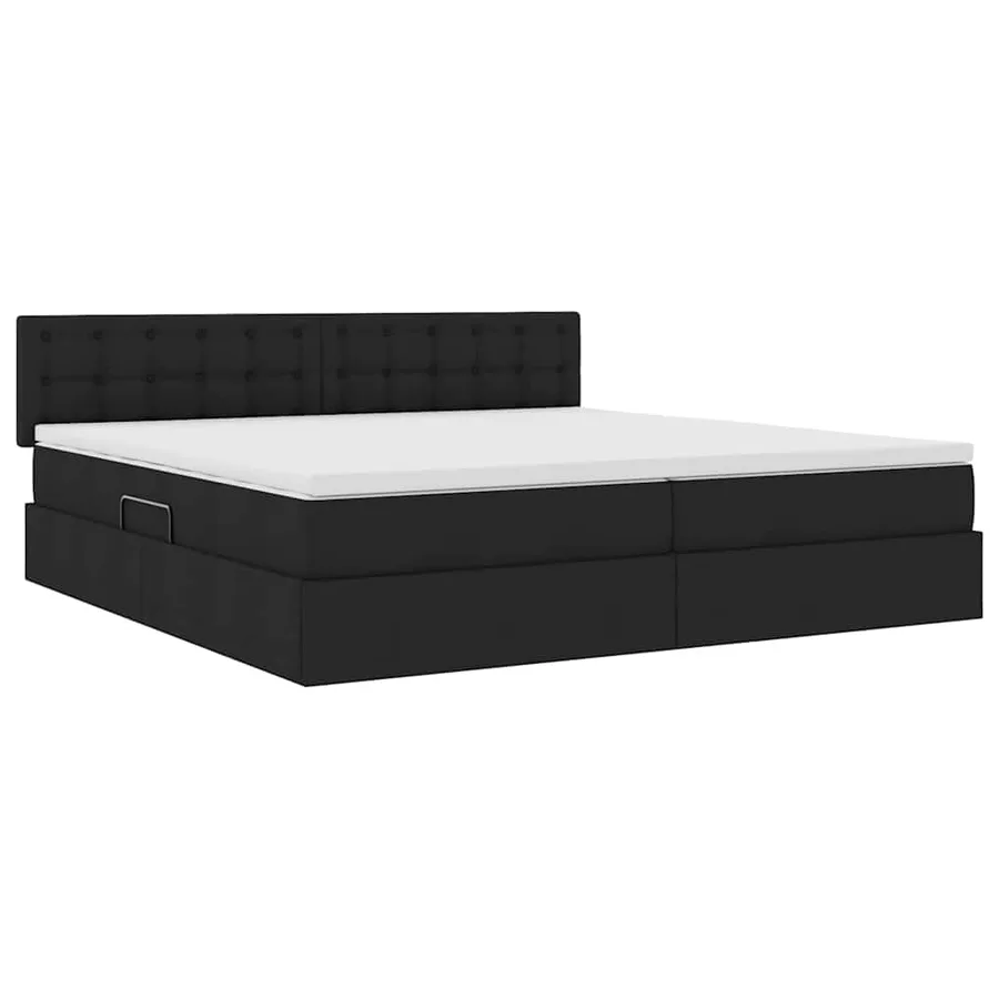Lit de rangement LED avec matelas Noir 200 x 200 cm Tissu - 6