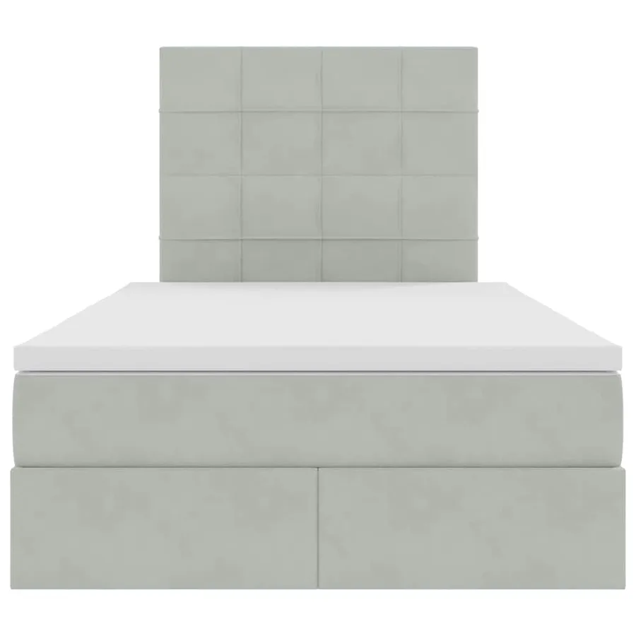 Lit avec rangement et matelas Gris clair 120 x 200 cm Velours - 7