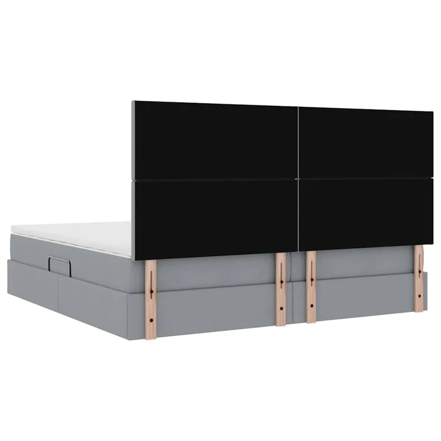 Lit avec rangement et matelas Gris clair 200 x 200 cm tissu - 11