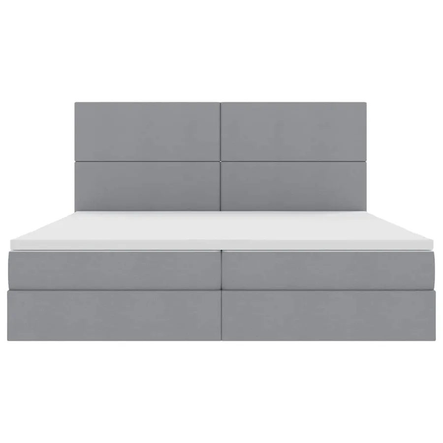 Lit avec rangement et matelas Gris clair 200 x 200 cm tissu - 7