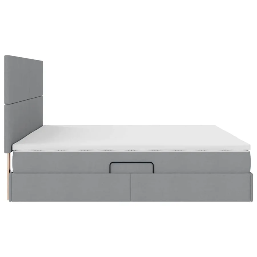 Lit avec rangement et matelas Gris clair 200 x 200 cm tissu - 8