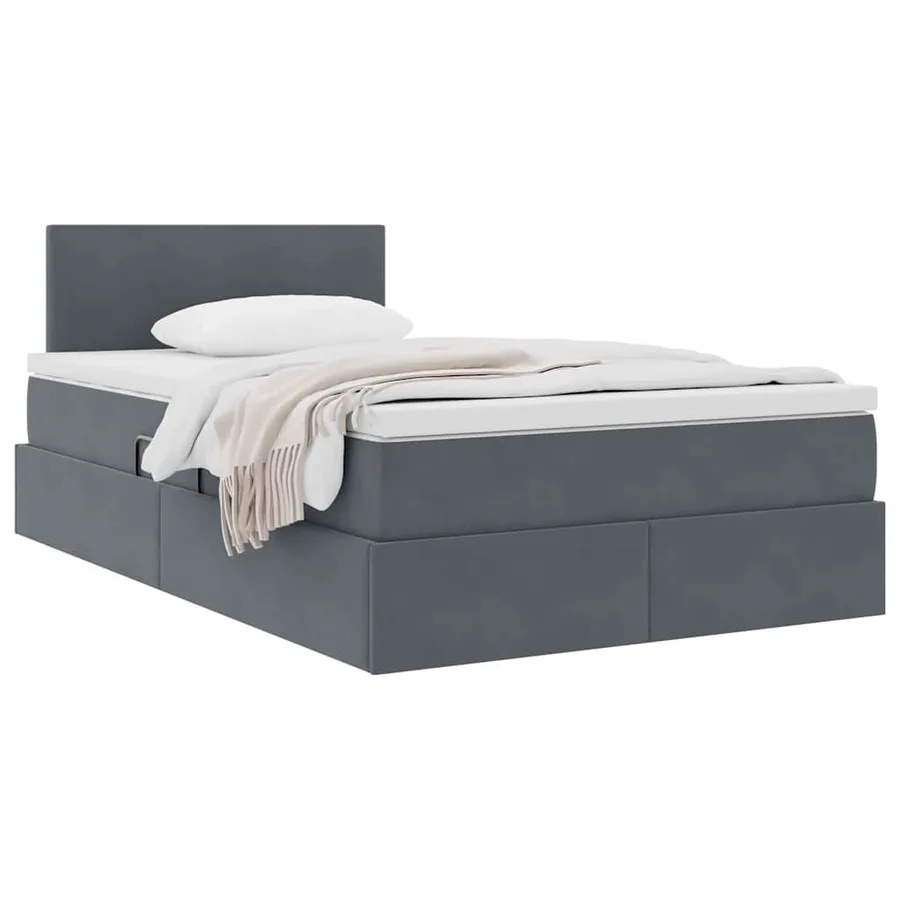 Lit de Rangement avec matelas Gris foncé 120 x 200 cm Velours - 3