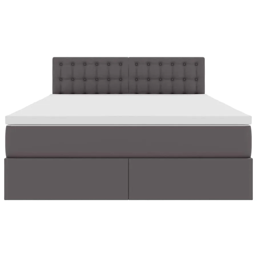 Lit avec rangement et matelas Gris 140 x 190 cm Simili cuir - 7