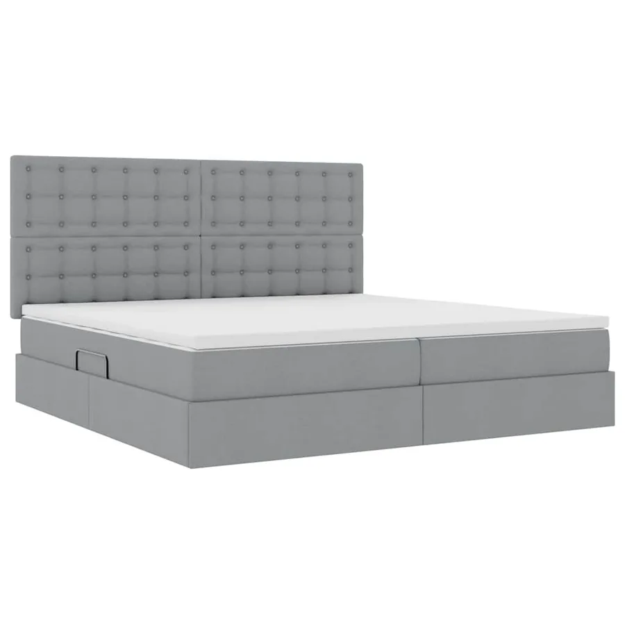 Lit de rangement LED avec matelas Gris clair 200 x 200 cm Tissu - 6