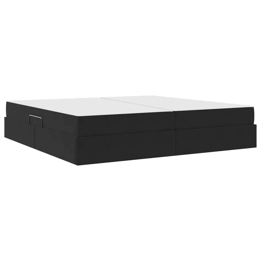Lit avec rangement et matelas Noir 200 x 200 cm Velours - 10