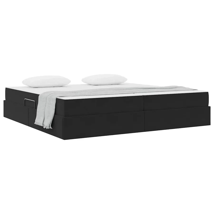 Lit avec rangement et matelas Noir 200 x 200 cm Velours - 3