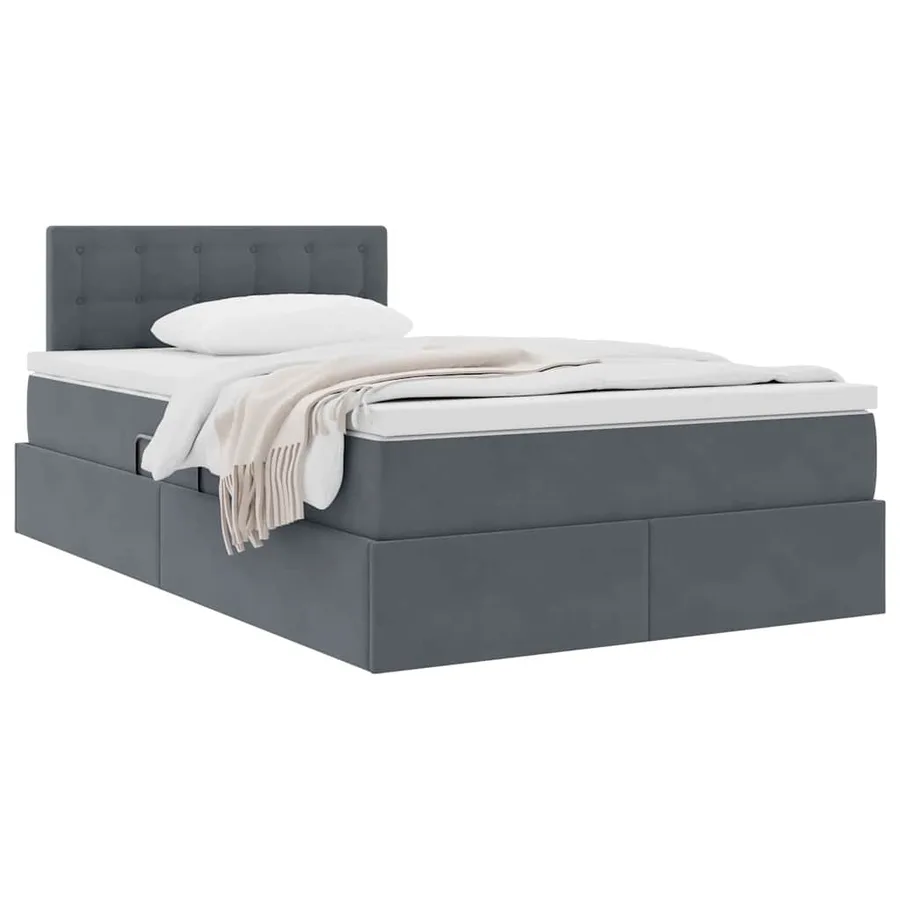 Lit de Rangement avec matelas Gris foncé 120 x 200 cm Velours - 3