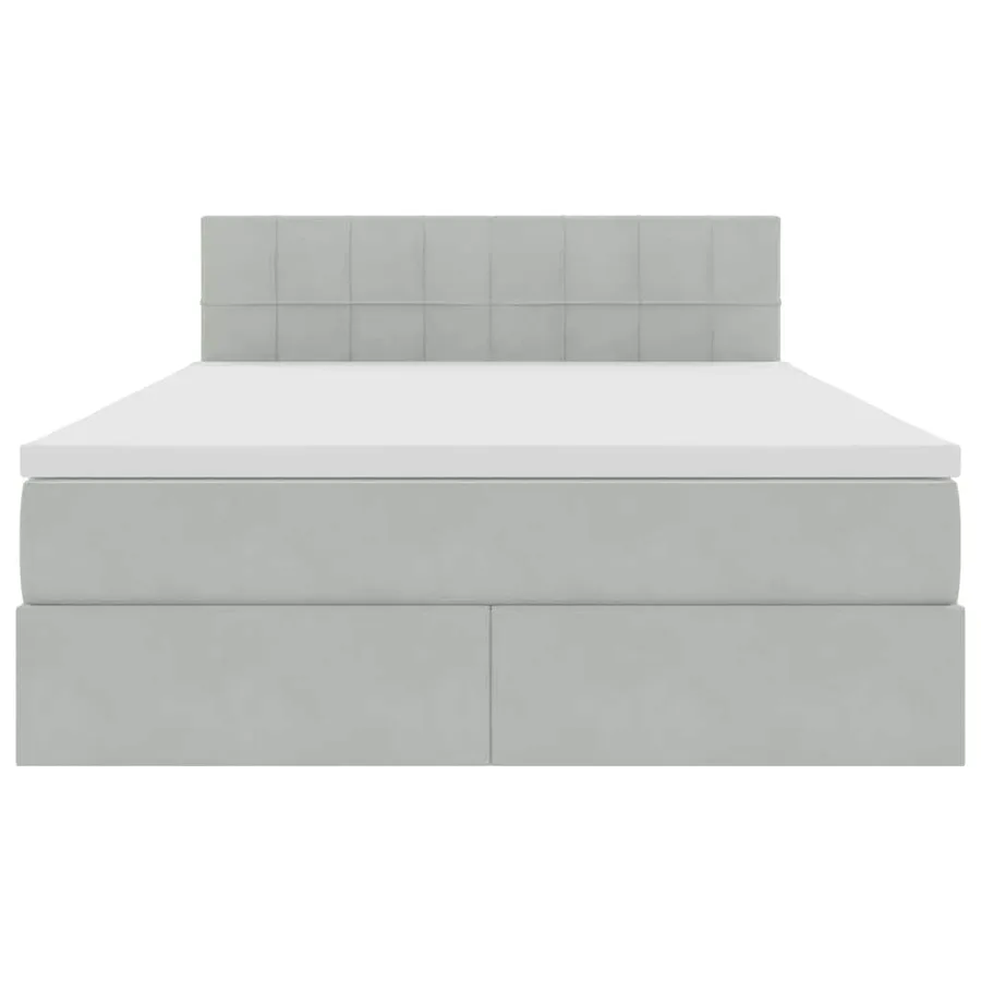 Lit de Rangement avec matelas Gris clair 140 x 190 cm Velours - 7