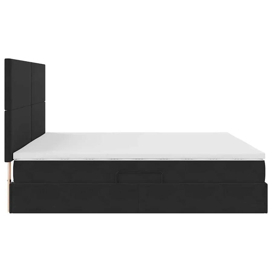 Lit de rangement LED avec matelas Noir 200 x 200 cm Velours - 11