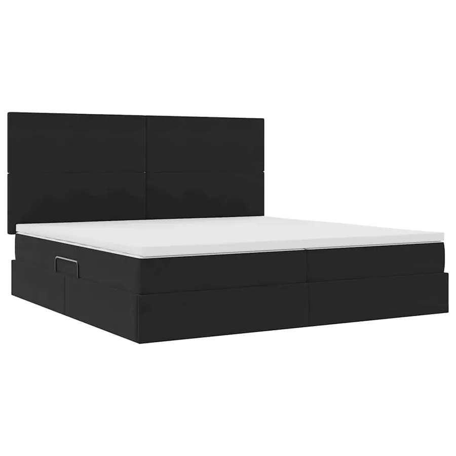Lit de rangement LED avec matelas Noir 200 x 200 cm Velours - 6