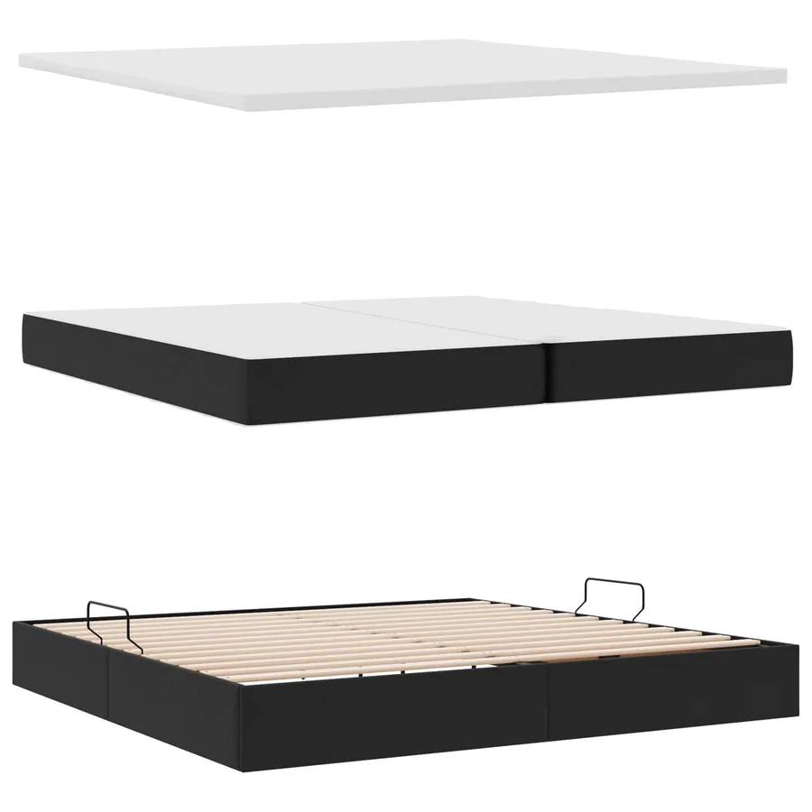 Lit de rangement LED avec matelas Noir 200 x 200 cm Velours - 9