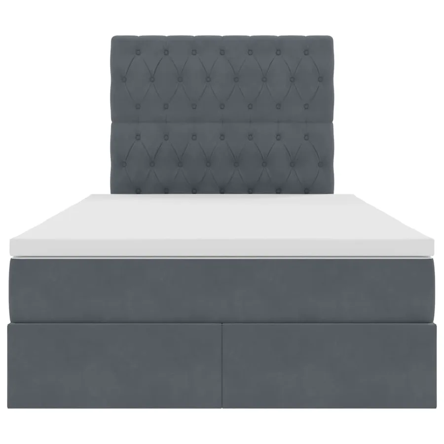 Lit avec rangement et matelas Gris foncé 120 x 200 cm Velours - 7