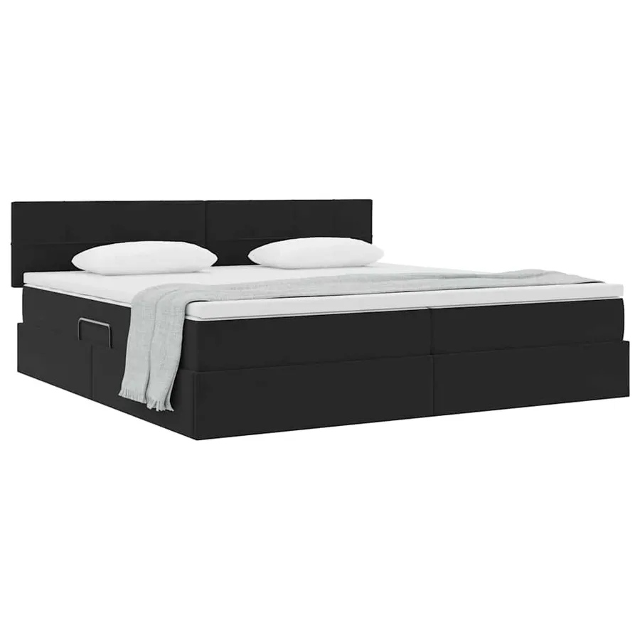 Lit de Rangement avec matelas Noir 200 x 200 cm Velours - 3