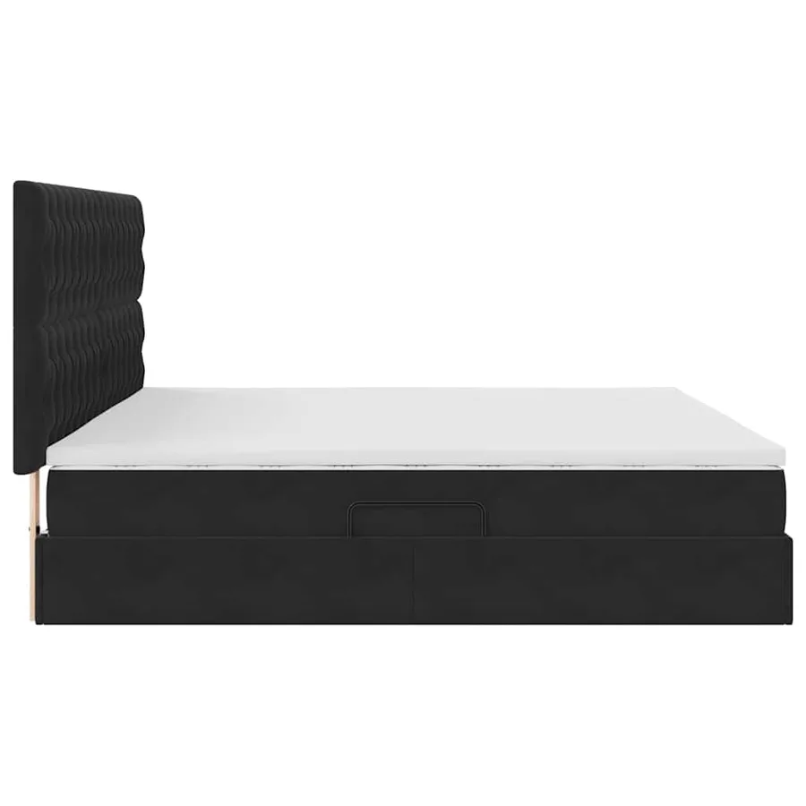 Lit avec rangement et matelas Noir 200 x 200 cm Velours - 10