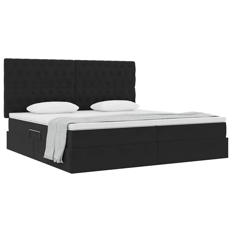 Lit avec rangement et matelas Noir 200 x 200 cm Velours - 3