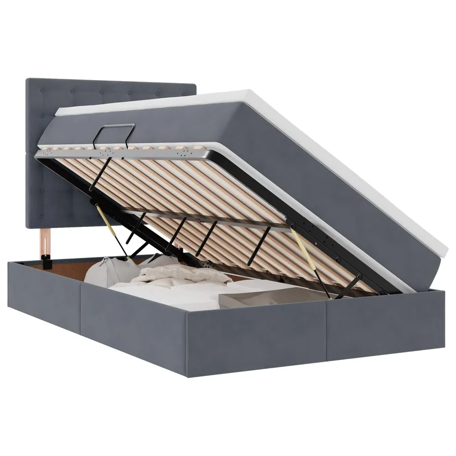 Lit de rangement LED avec matelas Gris foncé 120 x 200 cm - 2