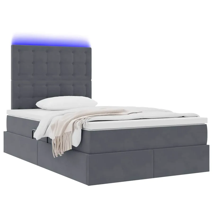 Lit de rangement LED avec matelas Gris foncé 120 x 200 cm - 3