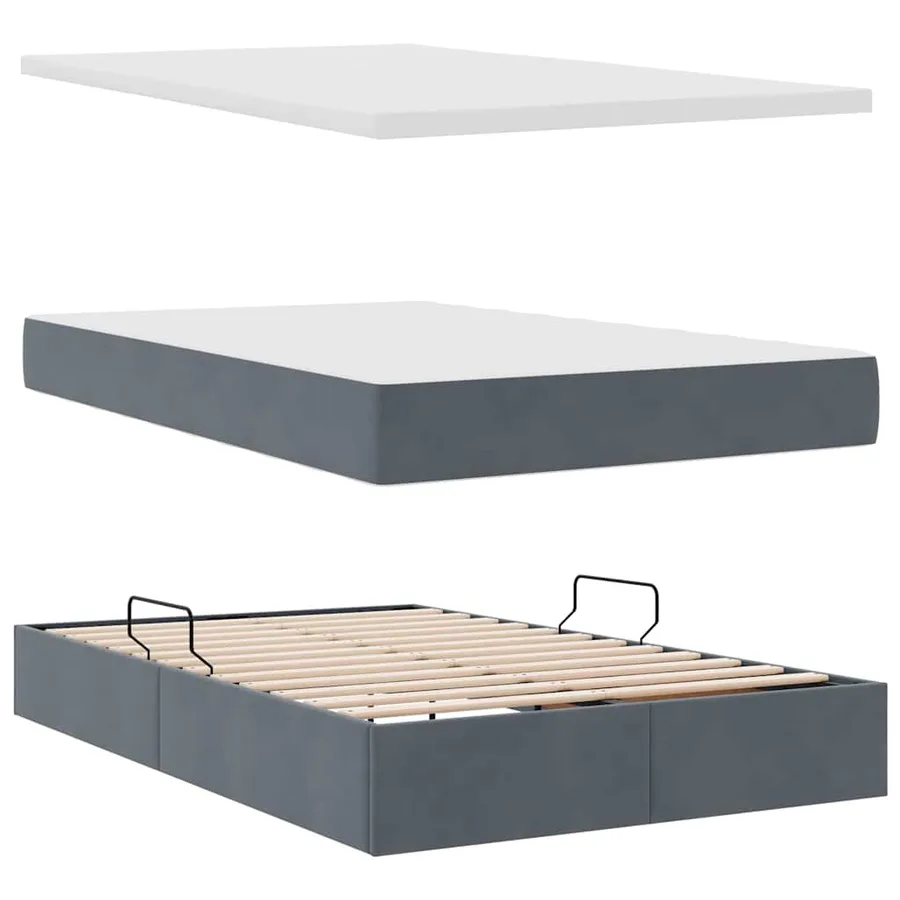 Lit de rangement LED avec matelas Gris foncé 120 x 200 cm - 9