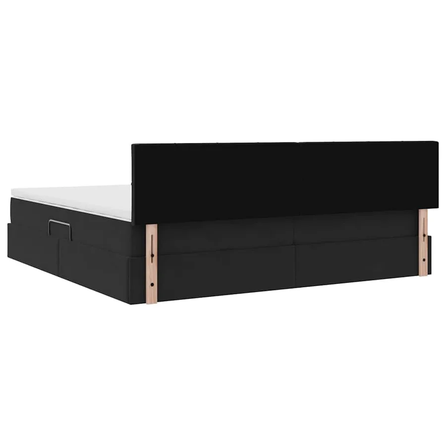 Lit de rangement LED avec matelas Noir 200 x 200 cm Velours - 12