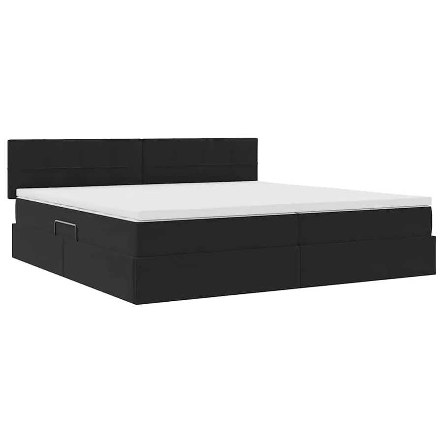 Lit de rangement LED avec matelas Noir 200 x 200 cm Velours - 6