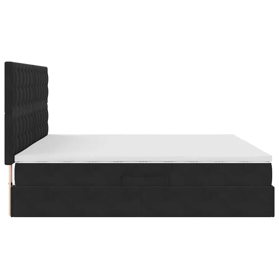 Lit de rangement LED avec matelas Noir 200 x 200 cm Velours - 11