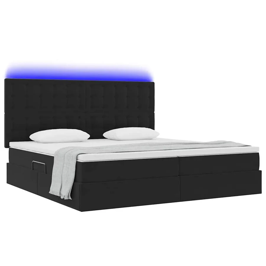Lit de rangement LED avec matelas Noir 200 x 200 cm Velours - 3