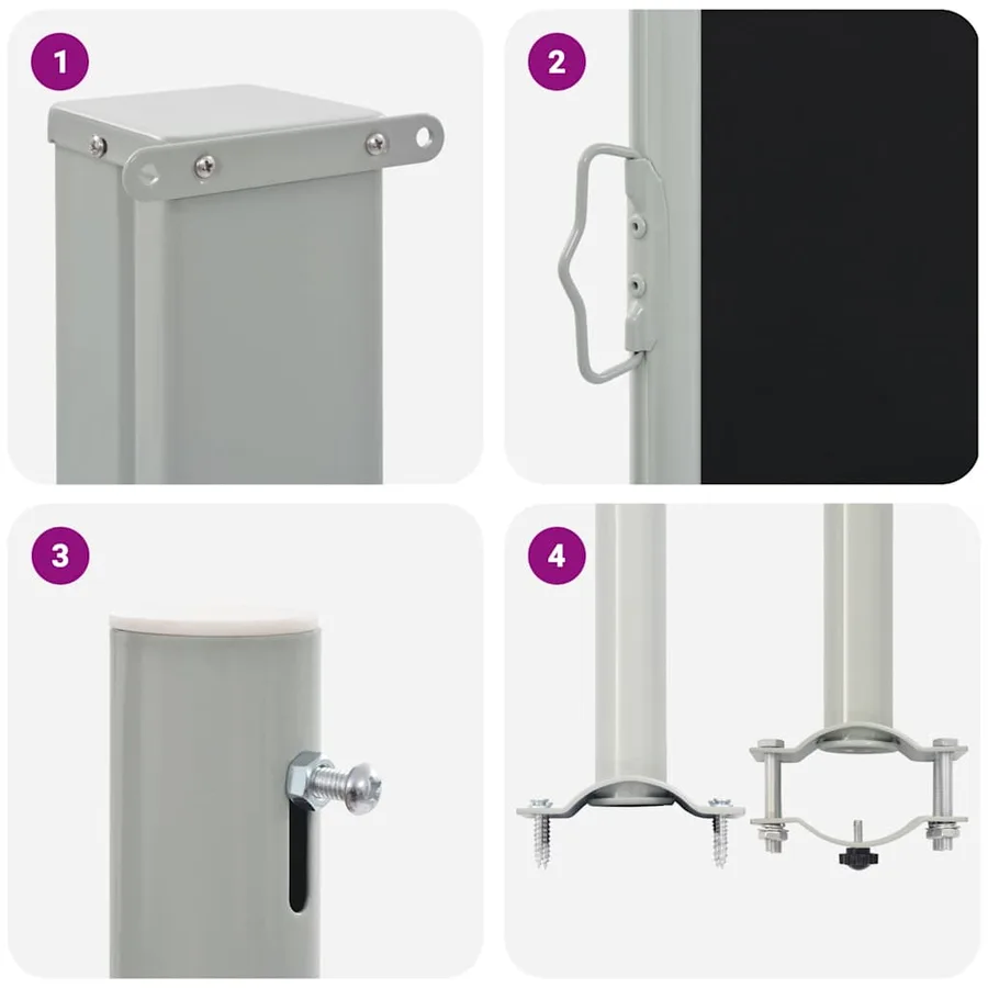Auvent latéral rétractable de patio 100 x 300 cm Noir - 11